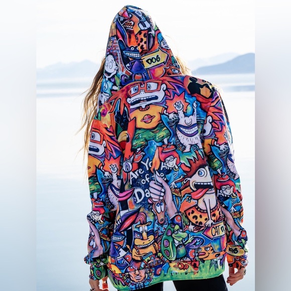 Electro Threads Crushed Velvet 90s Nostalgia Hoodie Jacket Unisex Size M - Picture 5 of 5